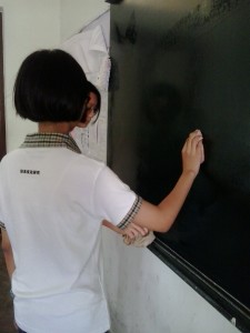 Members were cleaning the board in A3 class room.